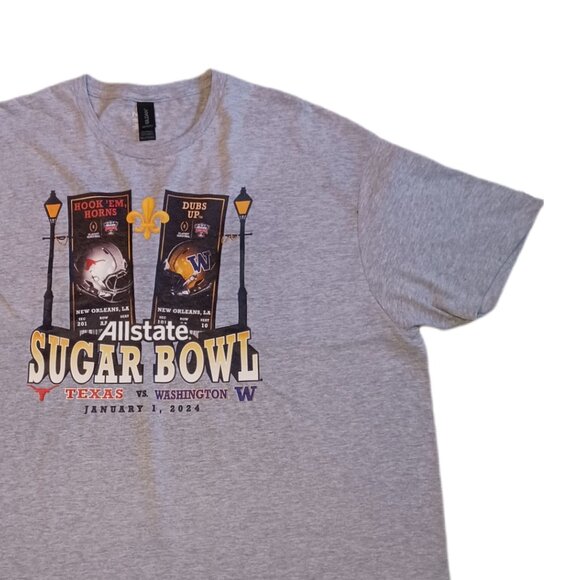 Texas Longhorns And Washington Huskies Sugar Bowl 2024 Mens 2XL T Shirt READ - Picture 6 of 8